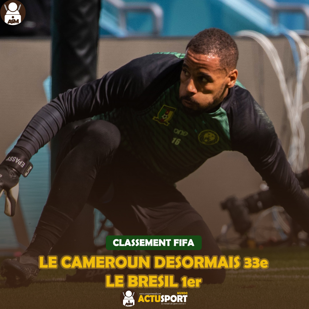 CLASSEMENT FIFA LE CAMEROUN DESORMAIS 33e, LE BRESIL 1er