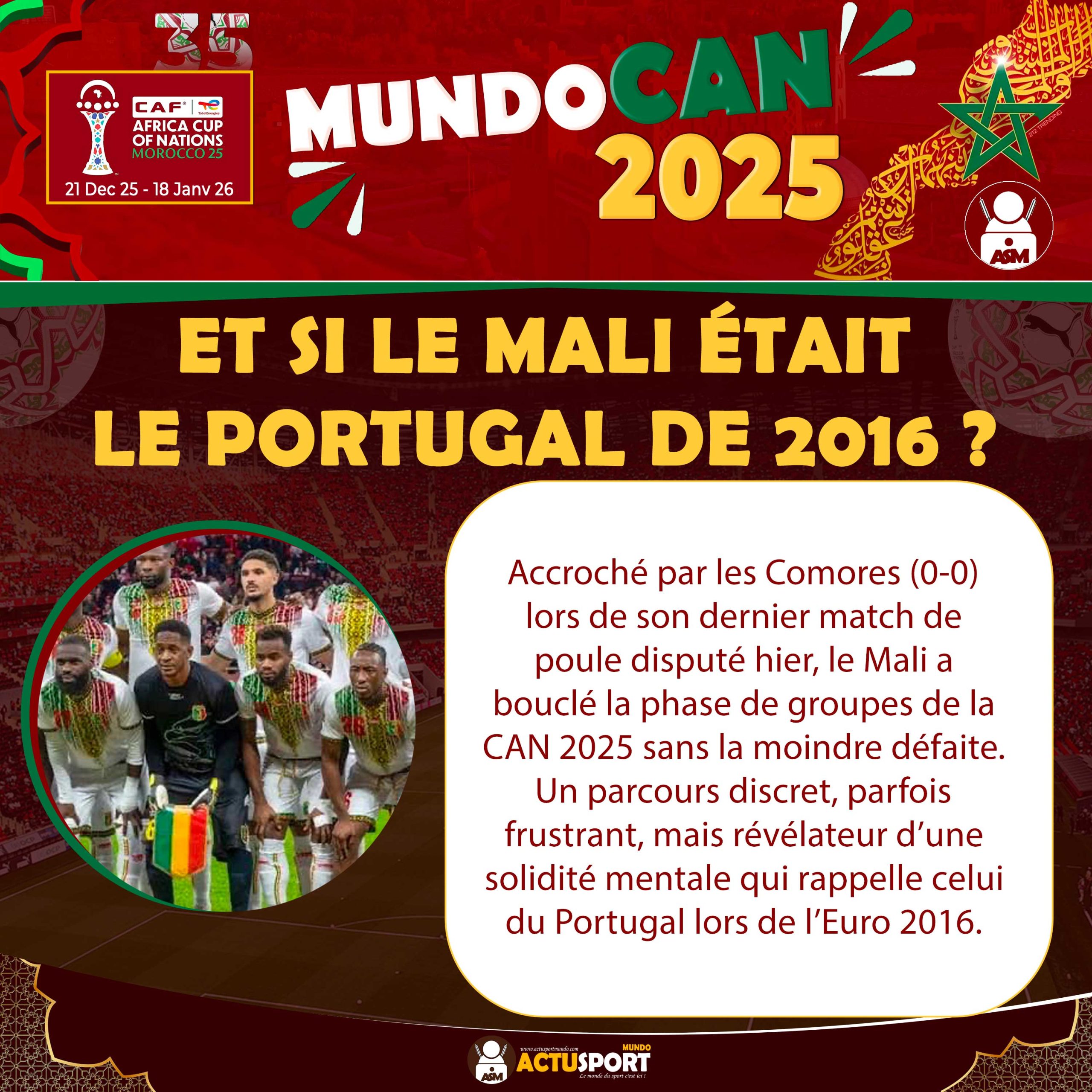 CAN 2025 : Et si le Mali était le Portugal de 2016 ?