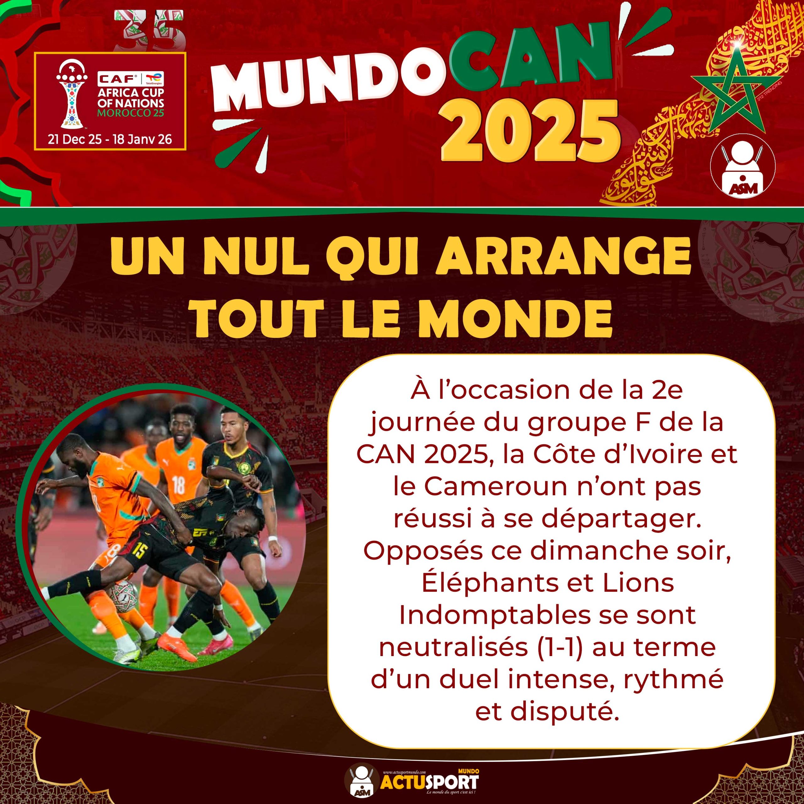 CAN 2025 : Un nul qui arrange tout le monde