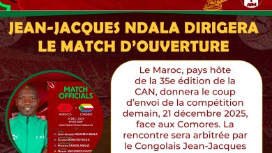 CAN 2025 – Maroc vs Comores : Jean-Jacques Ndala dirigera le match d’ouverture