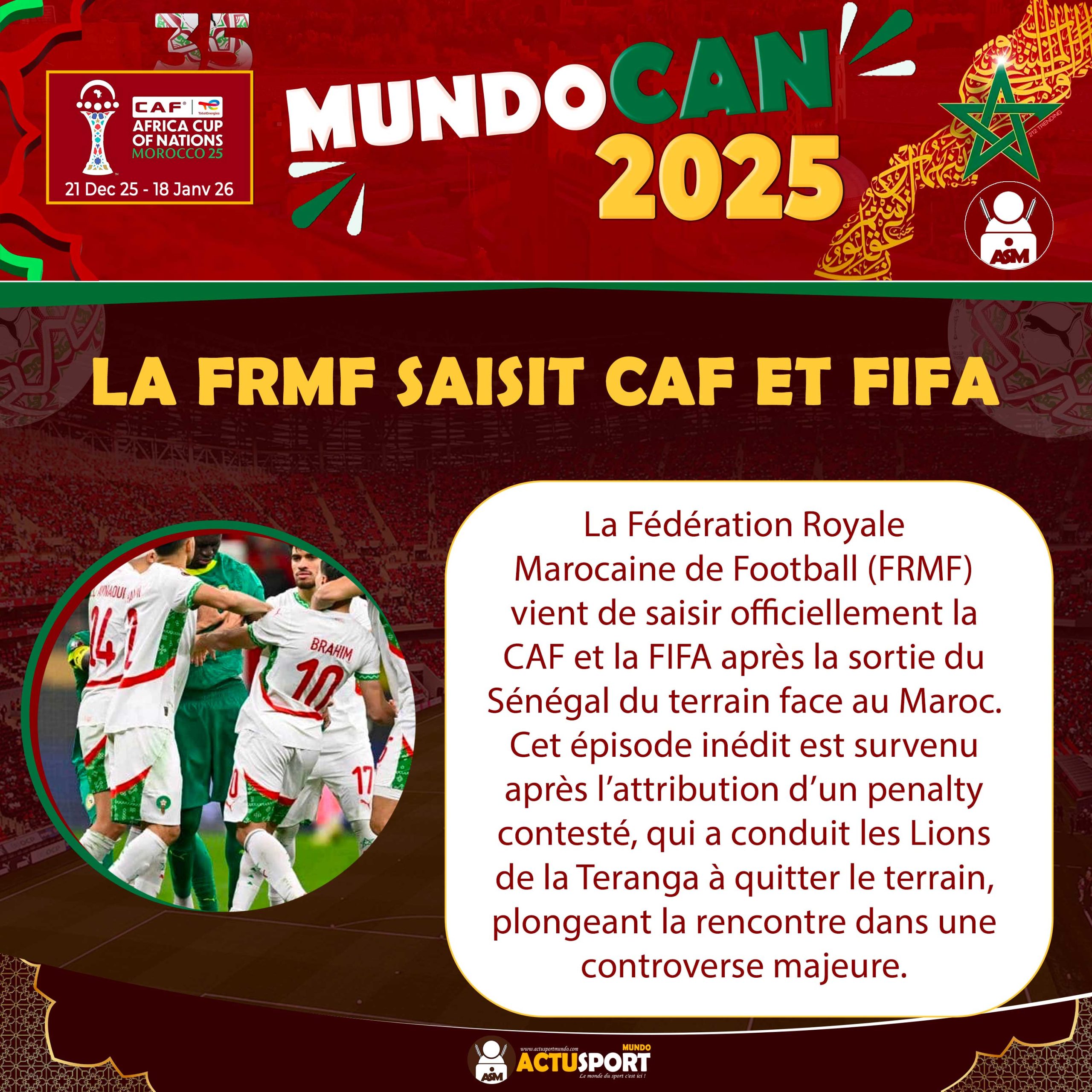 CAN 2025 : la FRMF saisit CAF et FIFA