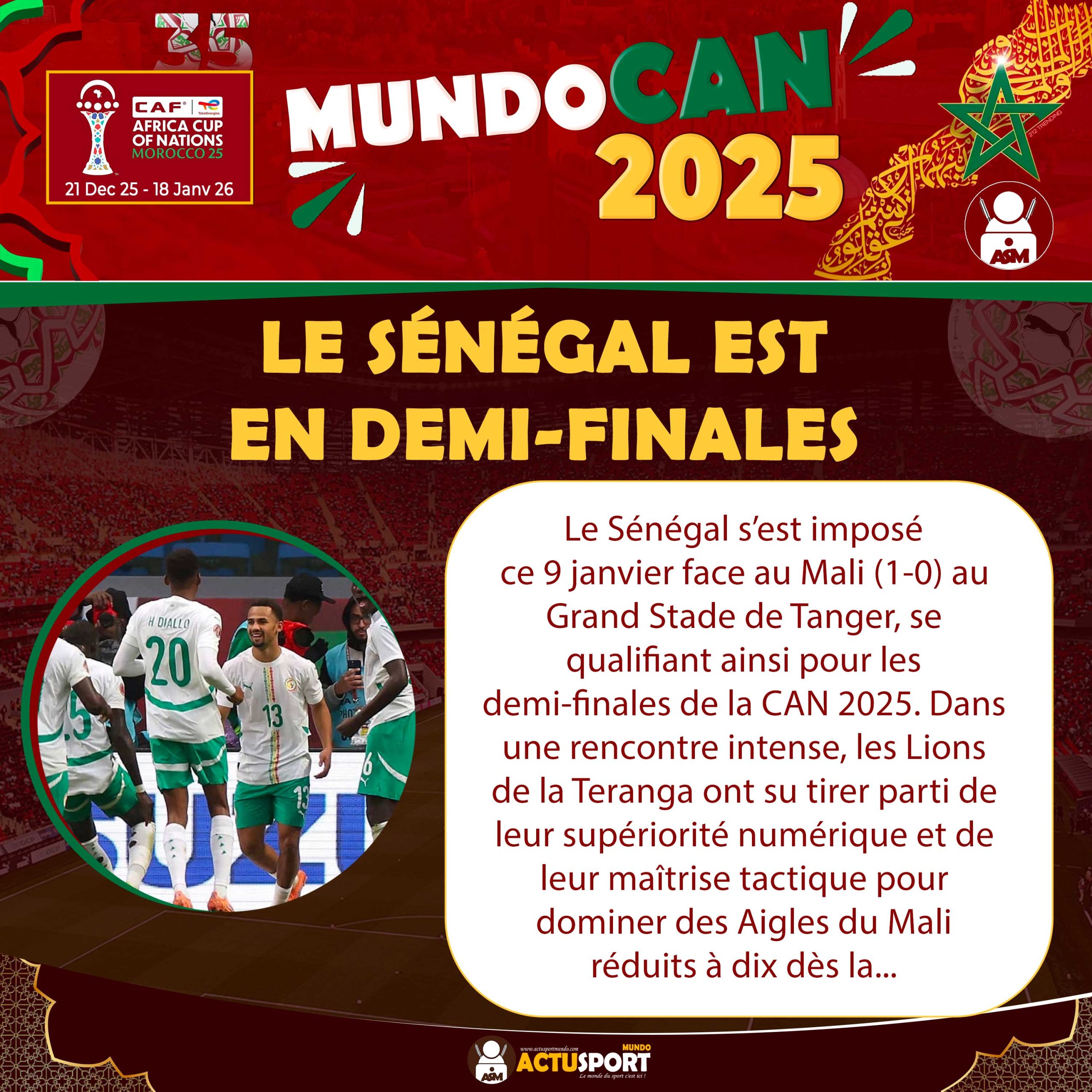 CAN 2025 : le Sénégal est en demi-finales